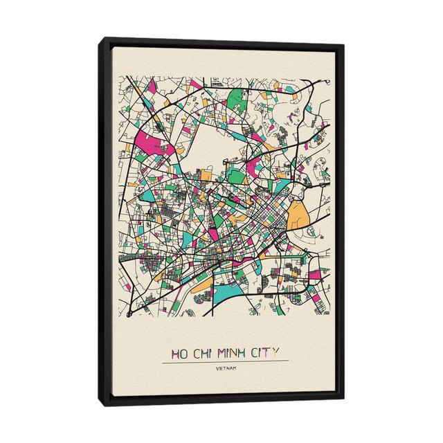 Ho Chi Minh City, Vietnam Map by Ayse Deniz Akerman - Floater Frame Graphic Art on Canvas Ivy Bronx on Productcaster.