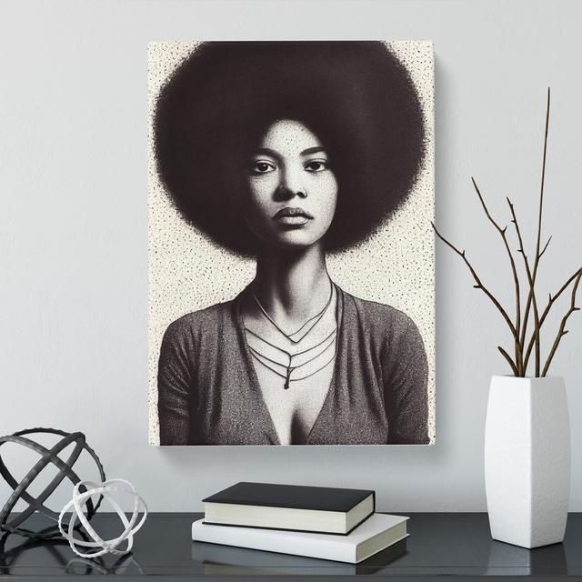 CAN-V0523-2942X Woman With Afro Stippling - Wrapped Canvas Graphic Art Marlow Home Co. Size: 60cm H x 40cm W x 3cm D on Productcaster.