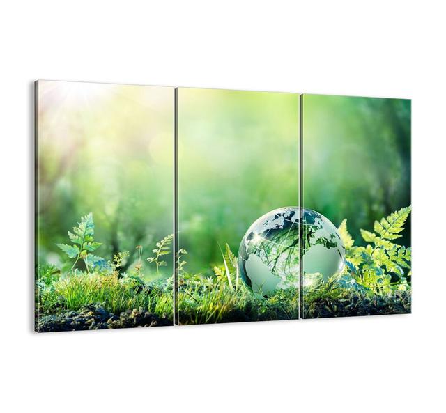 Green Planet - 3 Piece Unframed Graphic Art Print Set on Canvas Latitude Run Size: 110cm H x 165cm W x 1.8cm D on Productcaster.