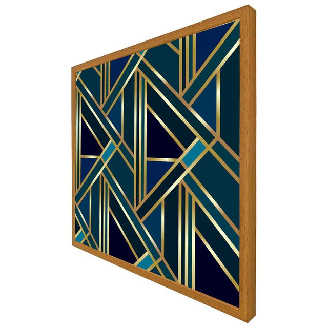 Merrillville Gold and Teal Geometric Pattern - Single Picture Frame Art Prints Fairmont Park Format: Oak Framed, Size: 76cm H x 76cm W on Productcaster.