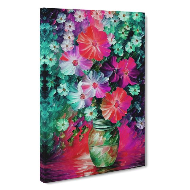 Assorted Flowers in a Vase No.3 - Wrapped Canvas Graphic Art Marlow Home Co. Size: 76cm H x 50cm W x 3cm D on Productcaster.