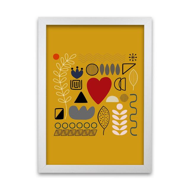 Yellow Scandinavian Abstract Shapes Original - Print George Oliver Frame Option: White Frame, Size: 59cm H x 42cm W x 3cm D on Productcaster.