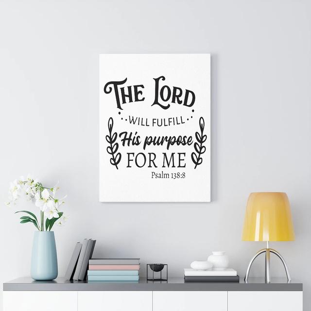 Purpose for Me Psalm 138:8 - Wrapped Canvas Typography Blue Elephant Size: 76cm H x 61cm W on Productcaster.