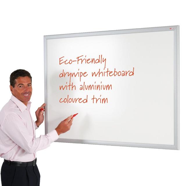 Wall Mounted Whiteboard Symple Stuff Frame Finish: Aluminium, Size: 120 cm H x 150 cm W on Productcaster.