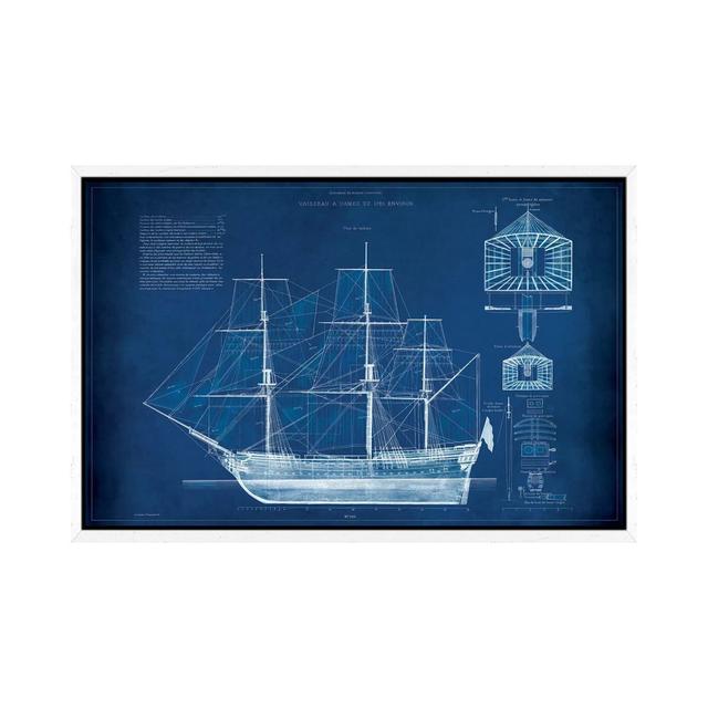 Antique Ship Blueprint IV by Vision Studio - Gallery-Wrapped Canvas Giclée on Canvas Longshore Tides Format: White Floater Framed, Size: 45.72cm H x 6 on Productcaster.