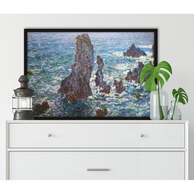 Claude Monet - Felsen Bei Belle-Ile - Im Bilderrahmen Mit Galerie-Passepartout Haus am Meer Maße: 60 cm H x 80 cm B x 2,5 cm T, Matte Farbe: Weiß on Productcaster.