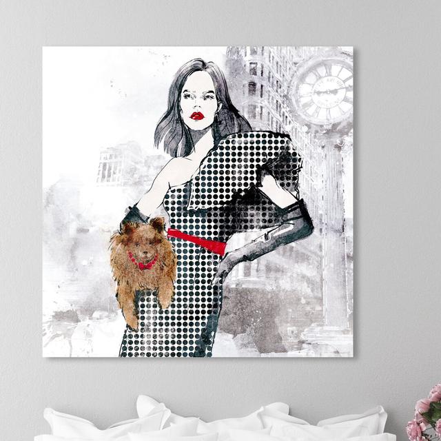 Classic Cosmopolitan Woman - Wrapped Canvas Painting East Urban Home Size: 40.6 cm H x 40.6 cm W x 3.8 cm D on Productcaster.