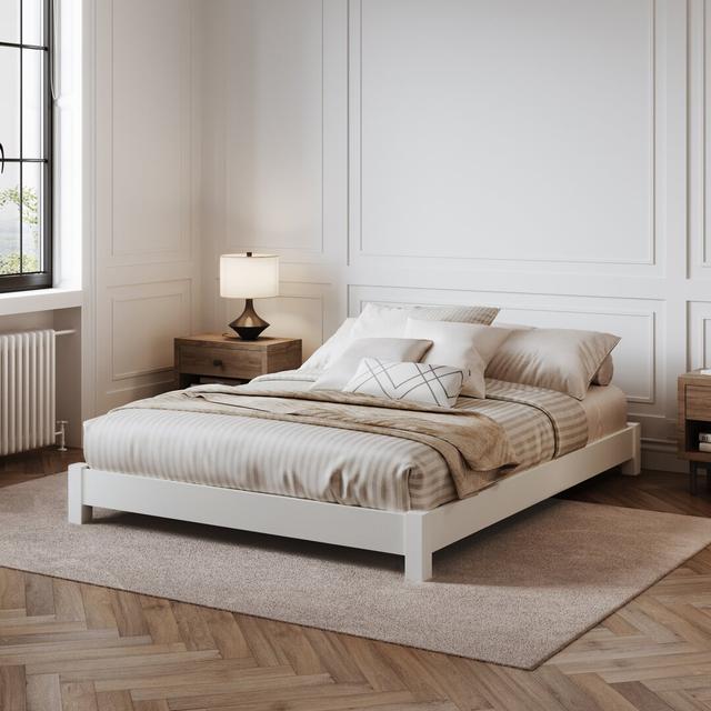 Hardnett Bed Frame Ebern Designs Mattress Size: European Kingsize (160 x 200 cm), Colour: White on Productcaster.