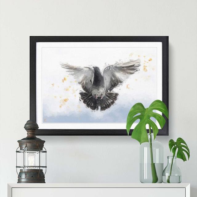 Flying Pigeon in Abstract - Picture Frame Graphic Art Print East Urban Home Frame Option: Black, Size: 35cm H x 50cm W x 2cm D on Productcaster.