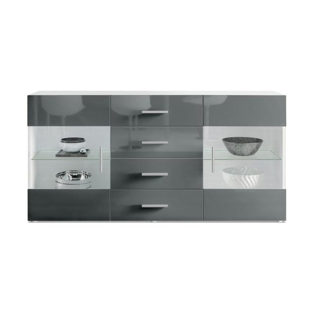 Sideboard Brano Ivy Bronx Lighting Included: No, Colour: White (matt)/Grey (glossy) on Productcaster.