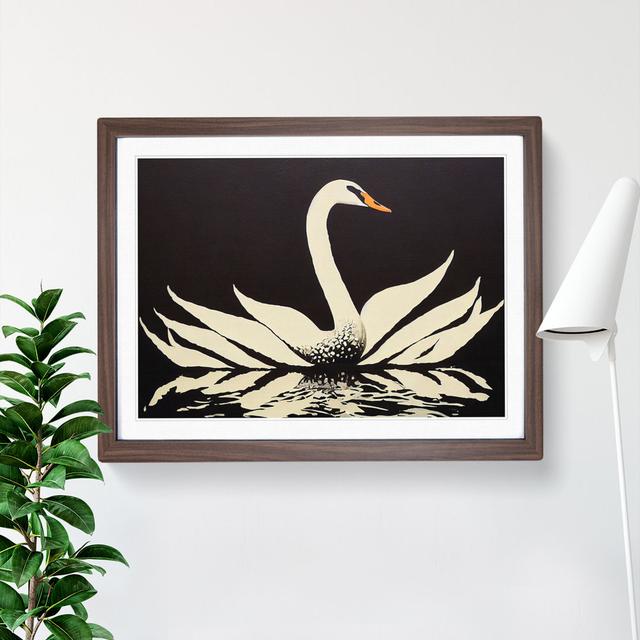 Eye Catching Swan Abstract - Picture Frame Painting Rosdorf Park Size: 34cm H x 46cm W x 2cm D, Frame Colour: Walnut Framed on Productcaster.