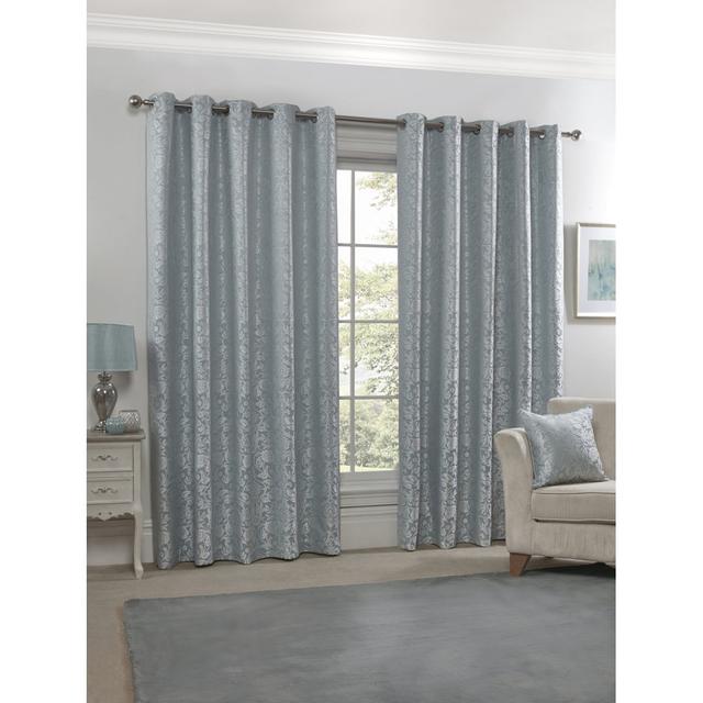 Eden Polyester Room Darkening Grommet / Eyelet Curtain Pair (Set of 2) Mercer41 Panel Size: 228 W x 183 D cm, Colour: Duck Egg on Productcaster.