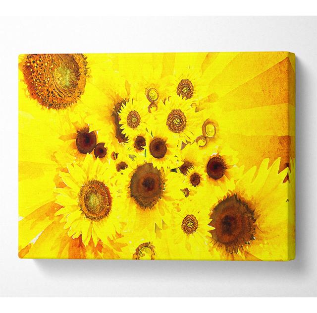 Sunflowers Galore - Wrapped Canvas Art Prints Brambly Cottage Size: 35.6cm H x 50.8cm W x 10cm D on Productcaster.