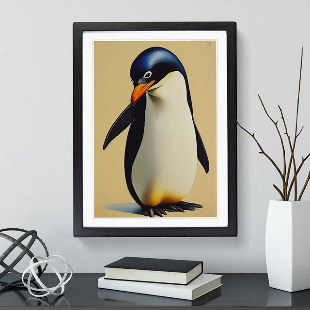 A Cute Penguin - Picture Frame Graphic Art Marlow Home Co. Size: 64cm H x 46cm W x 2cm D, Frame Colour: Black Framed on Productcaster.