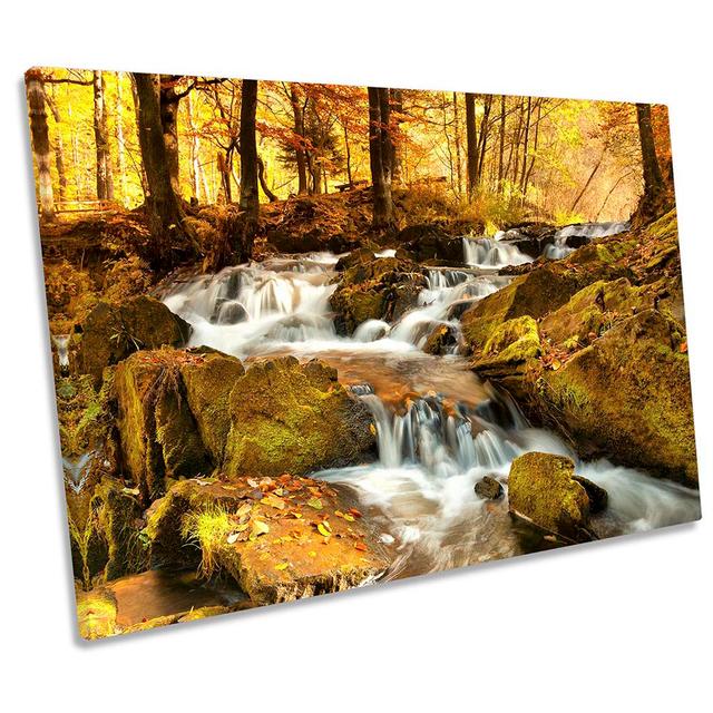 Sunset Waterfall River Landscape - Wrapped Canvas Print Alpen Home Size: 50.8cm H x 76.2cm W x 2cm D on Productcaster.