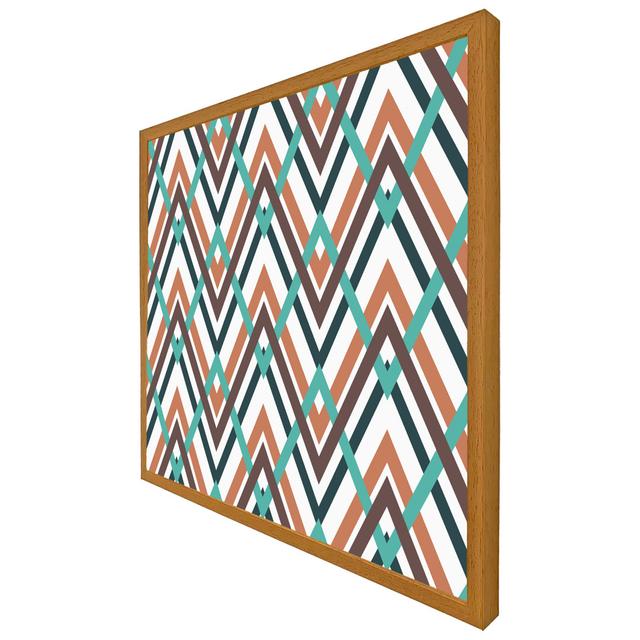 Darrtown Coloured Geometric Zig Zag - Single Picture Frame Art Prints Latitude Run Size: 31cm H x 31cm W x 4cm D, Frame Colour: Oak Framed on Productcaster.