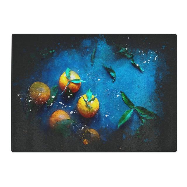 Tempered Glass Fresh Oranges Chopping Board East Urban Home Size: 20 cm x 28.5 cm on Productcaster.