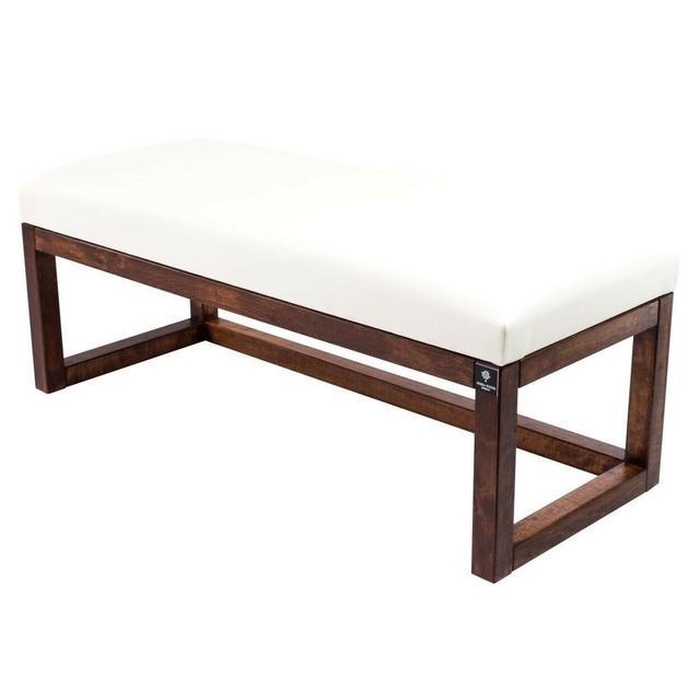 Faux Leather Bench M-Deko Upholstery: White, Size: 45cm H x 125cm W x 35cm D on Productcaster.