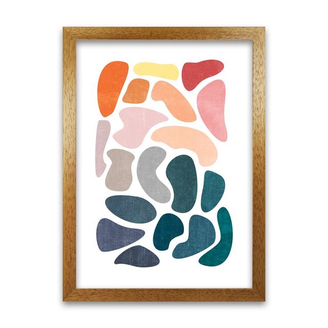 Colourful Abstract Shapes B - Print Norden Home Frame Option: Oak Frame, Size: 84cm H x 59cm W x 3cm D on Productcaster.