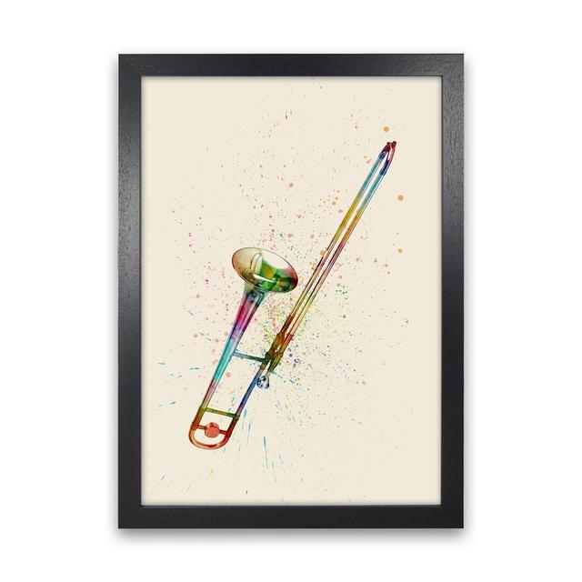 Trombone Watercolour Multicolour by Michael Tompsett - Print Latitude Run Format: Black Framed, Size: 88cm H x 64cm W x 3cm D on Productcaster.