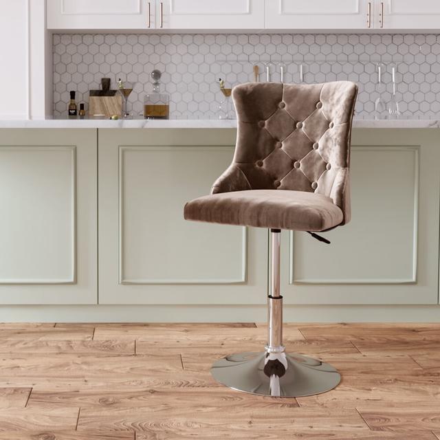 Thane Height Adjustable Swivel Bar Stool Etta Avenue Upholstery Colour: Brown on Productcaster.