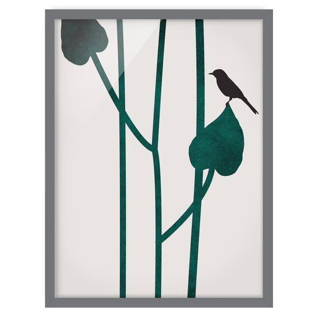 Flora - Bird on Leaf - Picture Frame Graphic Art Print on Paper Rosalind Wheeler Format: Grey Framed, Matte Colour: No Matte, Size: 40cm H x 30cm W x on Productcaster.