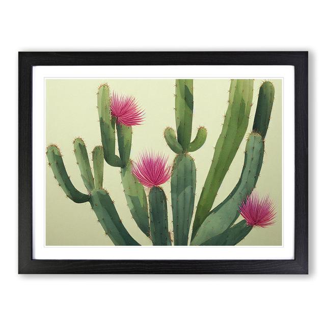 XH1022-8329X Stimulating Cactus - Single Picture Frame Painting World Menagerie Size: 34cm H x 46cm W x 2cm D, Frame Colour: Black on Productcaster.