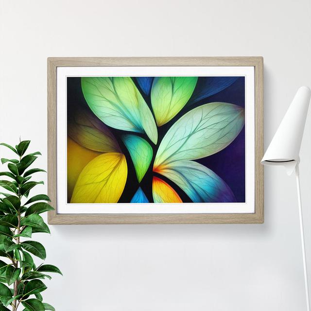 Illuminated Modern Flowers Abstract - Picture Frame Graphic Art Marlow Home Co. Size: 46cm H x 64cm W x 2cm D, Frame Colour: Oak on Productcaster.