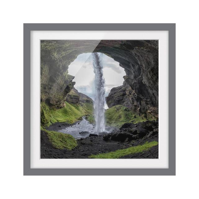 Hidden Waterfall - Picture Frame Graphic Art Print East Urban Home Size: 50cm H x 50cm W, Frame Options: Matt grey on Productcaster.