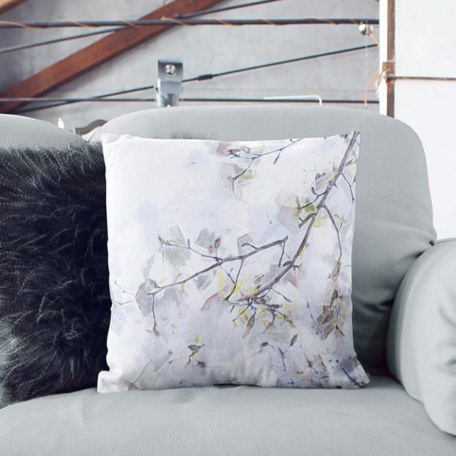 Branch Of A White Magnolia Tree In Abstract Square Throw Cushion East Urban Home Size: 40cm H x 40cm W x 15cm D on Productcaster.