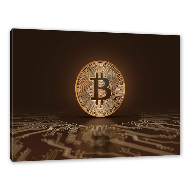 Leinwandbild Bitcoin BTC mit Grafikkarte ModernMoments Format: Leinwand, Größe: 70 cm H x 100 cm B x 2 cm T on Productcaster.