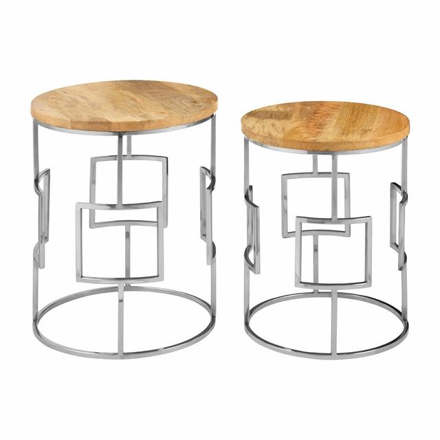 2 Beistelltisch-Set Landenberg aus Massivholz Bloomsbury Market on Productcaster.