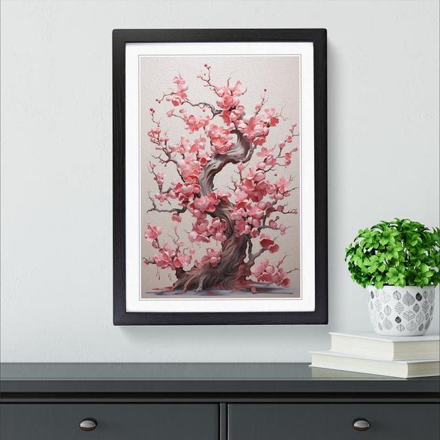 Cherry Blossom Tree Dadaism - Single Picture Frame Print on Wood Marlow Home Co. Format: Black Framed, Size: 64cm H x 46cm W x 2cm D on Productcaster.