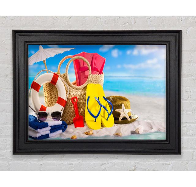 On The Beach Fun House of Hampton Format: Black Framed Paper, Size: 100cm H x 141.4cm W x 8cm D on Productcaster.