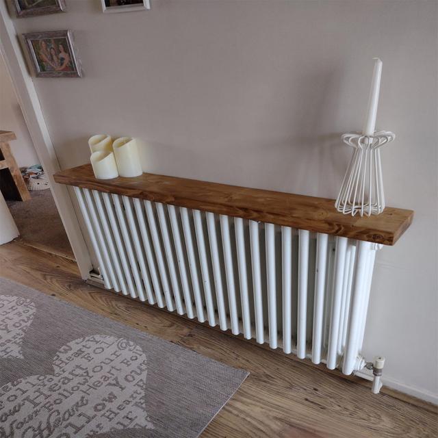 Radiator Rack With Brackets 15 Cm Deep. Wall Rack Solid Wood Union Rustic Size: 100cm W x 15cm D on Productcaster.