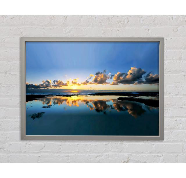 Golden Cloud Reflections - Print Highland Dunes Size: 84.1cm H x 118.9cm W x 3.3cm D, Format: Light Grey Framed Canvas on Productcaster.