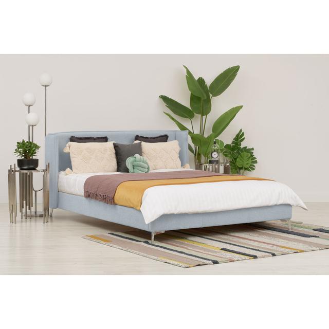 Upholstered bed FOLLA Liv&Lars Farbe: Light Blue, Größe: 200 × 200 cm on Productcaster.