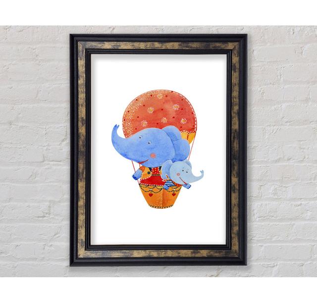 Elephant Balloon Ride - Single Picture Frame Painting on Canvas Isabelle & Max Size: 21cm H x 30cm W x 8cm D, Format: Natural Framed Paper on Productcaster.