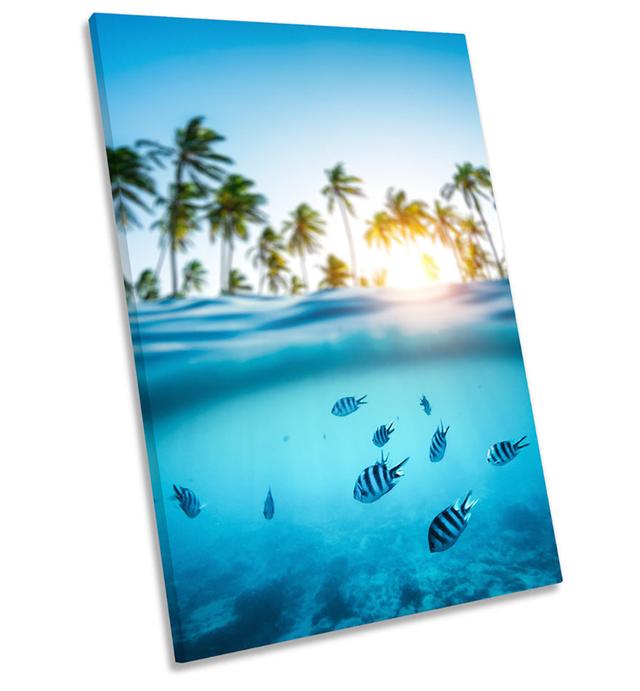 Reef Fish Marine Sunset Framed CANVAS WALL ART Portrait Print House of Hampton Size: 61cm H x 40.6cm W x 2cm D on Productcaster.