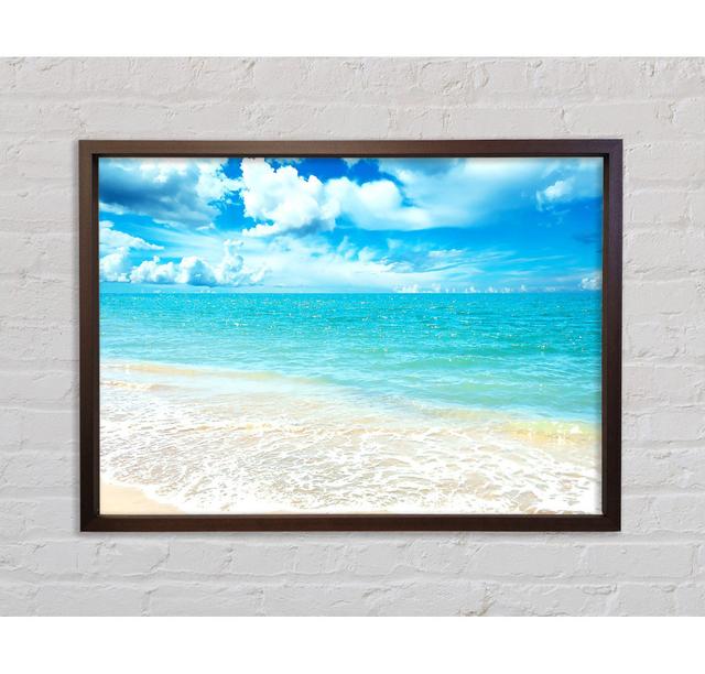 Türkisfarbener Paradiesstrand - Einzelbildrahmen Kunstdrucke auf Leinwand Bright Star Größe: 100 cm H x 141,4 cm B x 3,3 cm T on Productcaster.