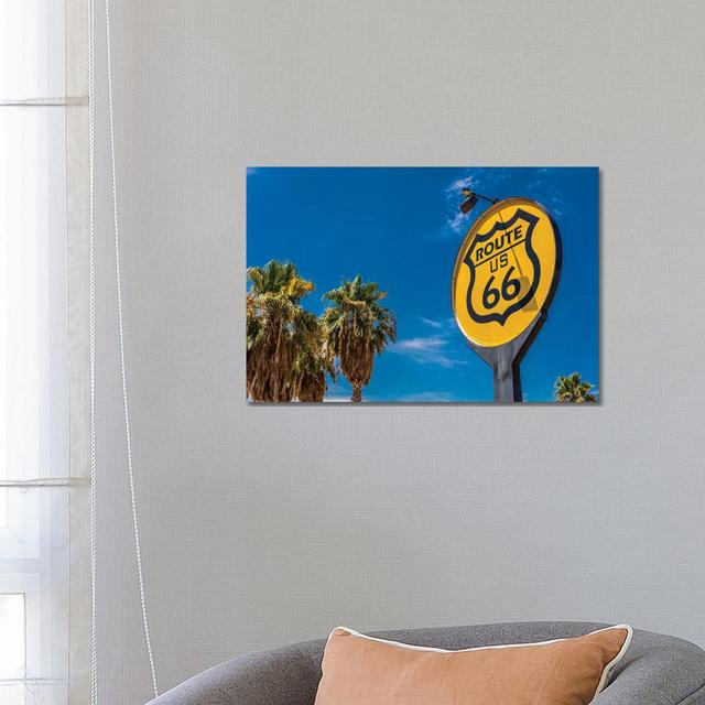 Yellow Sign Signifies Route US 66 - Nostalgia In - Wrapped Canvas Print 17 Stories Size: 45.72cm H x 66.04cm W x 3.81cm D on Productcaster.