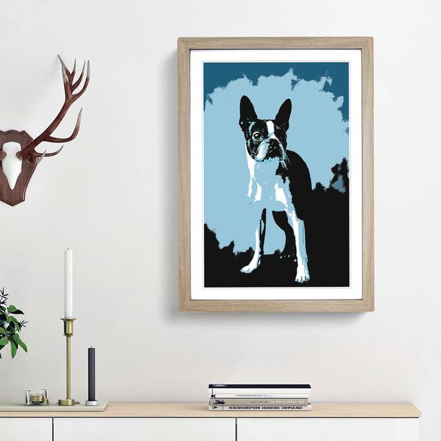 Boston Terrier Dog in Abstract - Picture Frame Painting Print East Urban Home Frame Option: Oak Framed, Size: 65cm H x 48cm W x 2cm D on Productcaster.