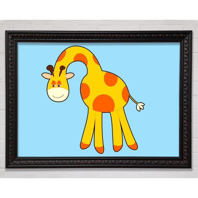 Funny Giraffe Looking Down Baby Blue - Single Picture Frame Art Prints Isabelle & Max Size: 59.7cm H x 84.1cm W x 3cm D on Productcaster.