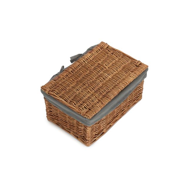 Wicker Storage Basket with Lining Longshore Tides Size: 19 cm H x 25 cm W x 37 cm D, Colour: Double Steamed/Grey on Productcaster.