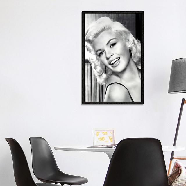 Jayne Mansfield's Gorgeous Smile by Radio Days - Print on Canvas George Oliver Size: 101.6cm H x 66.04cm W x 3.81cm D, Format: Black Framed on Productcaster.