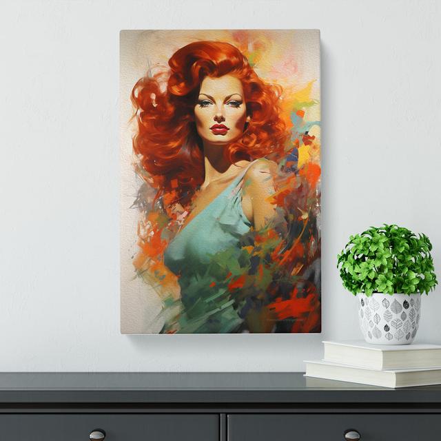 Red Headed Woman Gestural - No Frame Art Prints Marlow Home Co. Size: 76cm H x 50cm W x 3cm D on Productcaster.