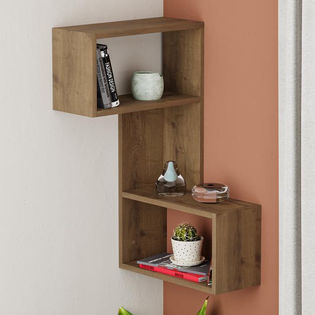 Arev Wall Mounted Corner Shelf Mack + Milo Finish: Hitit on Productcaster.