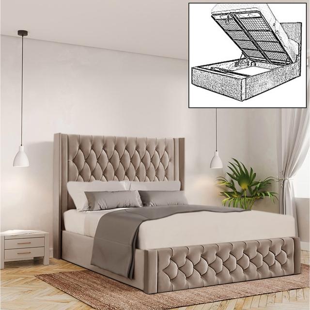 Barrientez Upholstered Storage Bed Canora Grey Size: Double (4'6), Colour: Coffee on Productcaster.