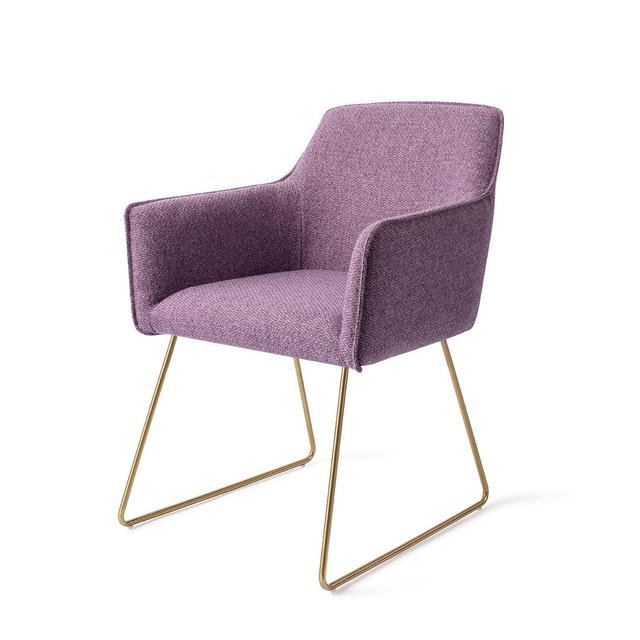 Azhanae Upholstered Dining Chair Canora Grey Upholstery Colour: Purple, Leg Colour: Gold on Productcaster.