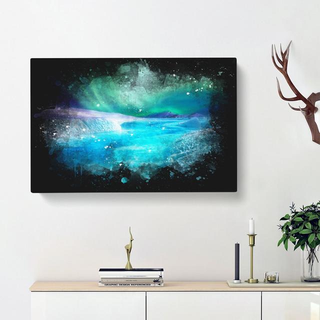 Aurora Borealis At Night - Wrapped Canvas Painting East Urban Home Size: 60cm H x 91cm W x 3cm D on Productcaster.